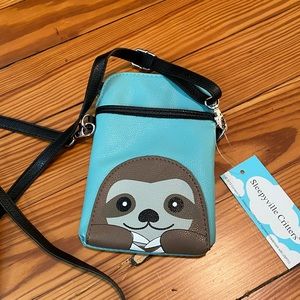 Sloth, cross body, small purse.
